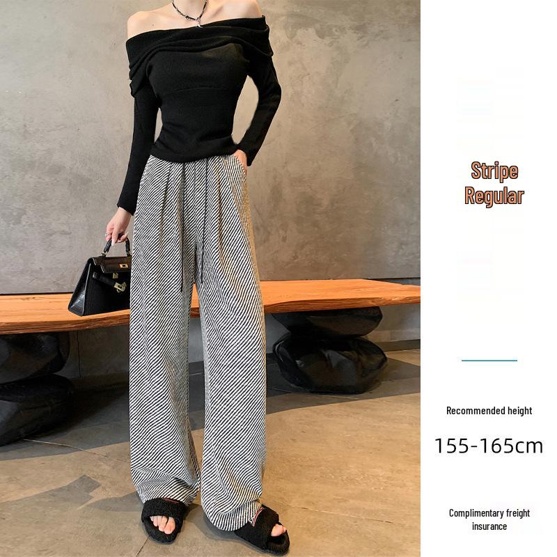

2025 Spring Women s Black & White Twill High-Waist Elastic Casual Pants - Slimming, Versatile & Fashionable. XL (121-130 lbs)