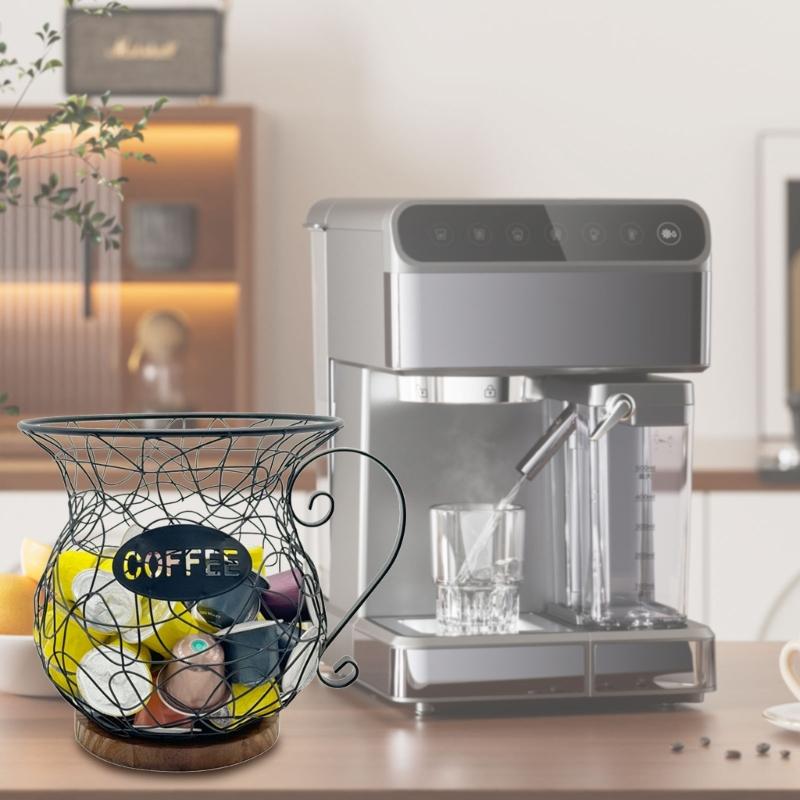 Sturdy Coffee Organizers Basket In Elegant Designs Featuring Opening Portable Accessory for Home or Office Use