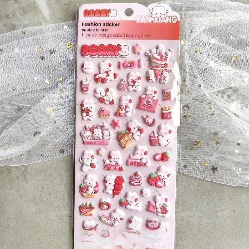 1Pc Cute Cartoon Ghost Family 3D Relief Stickers Fun Jelly Transparent Decoration for Phone Cases Children's DIY Crystal Sticker