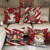 Christmas Decoration Pillowcase Fawn Snowman Bell Socks Christmas Stick Pattern Suitable for Home Room Sofa Cushion Cover