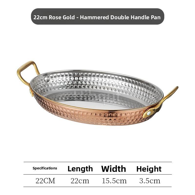 Ele Ovale Bœuf rond Acier Inoxydable 304 Double Oreille Di frites Cuisine Occidentale Salade de Pâtes Steak Fruits de Mer Plat à sauce pour steak de bœuf