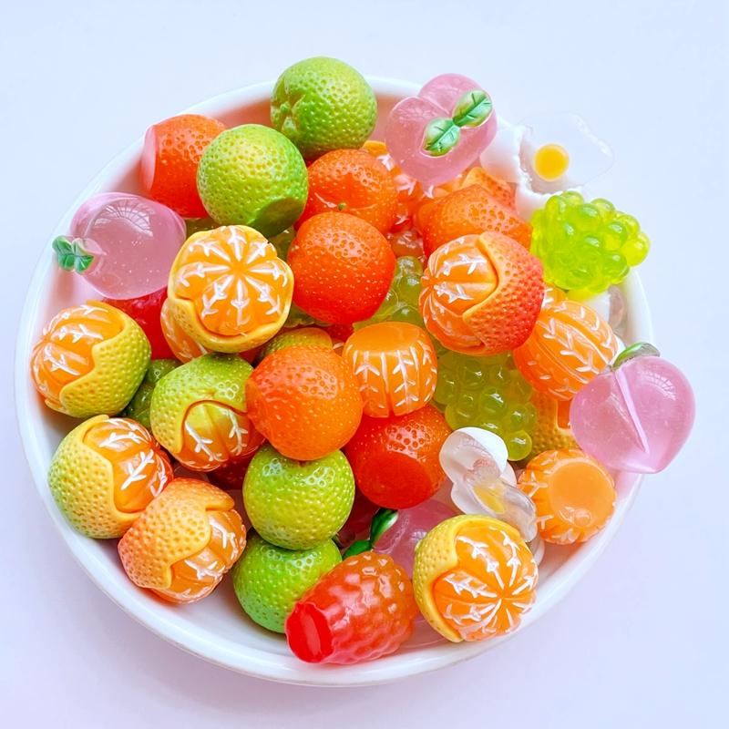 10Pcs Resin Lovely Mixed Artificial Orange Fruits Flatback Cabochon Scrapbook Kawaii DIY Embellishments Accessories D77