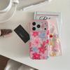 Kawaii Pink Blue Lily Floral Glitter Phone Case With Colorful Beaded Wrist Strap For iPhone 14 15 16 17 Pro Max INS Sweet Style
