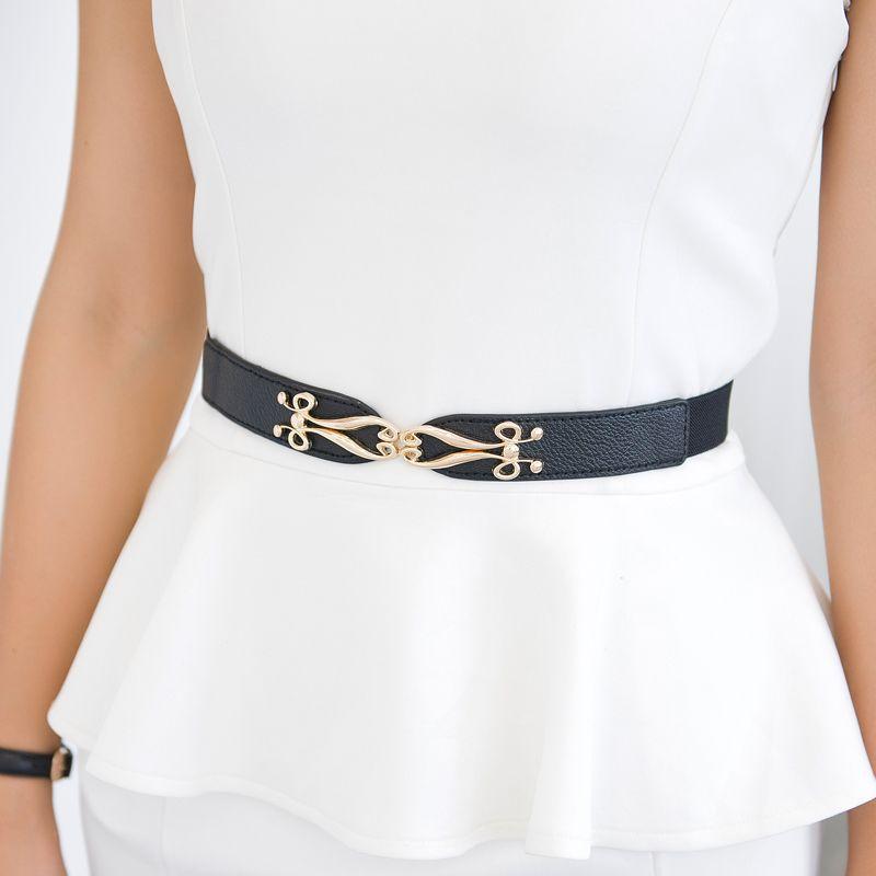 Elastic Black Modern Waist Belt For Women With Adjustable Features Complementing Skirts And Dresses Effortlessly