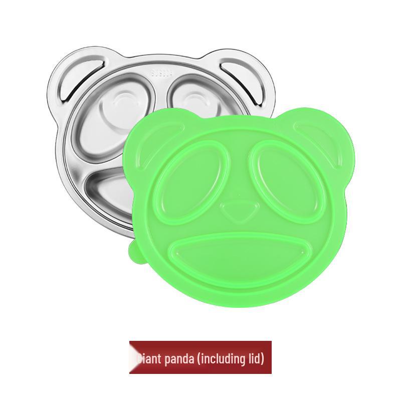 Creative 304 Stainless Steel Children's Divided Plate - Cartoon Anti-fall Design for Kindergarten and Baby Tableware.