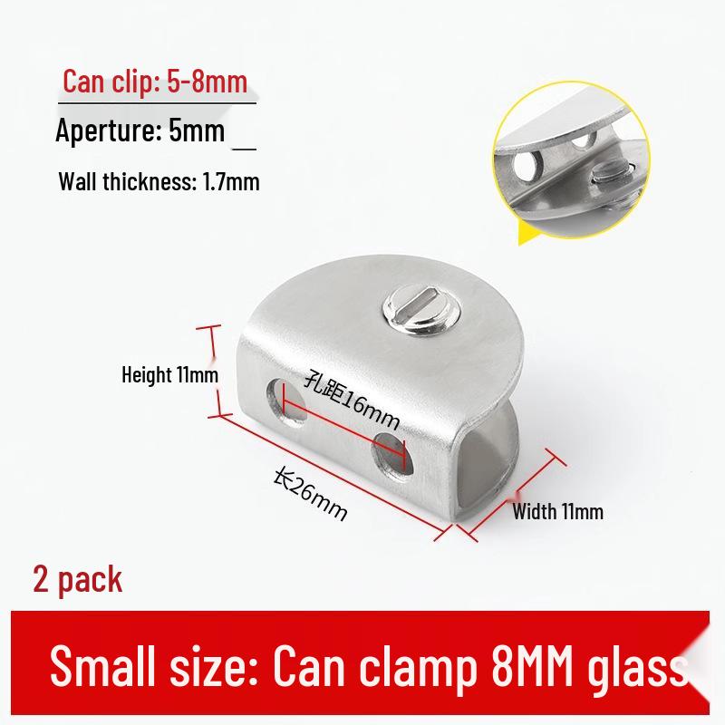 Nerezová skleněná svorka pro police a skříně