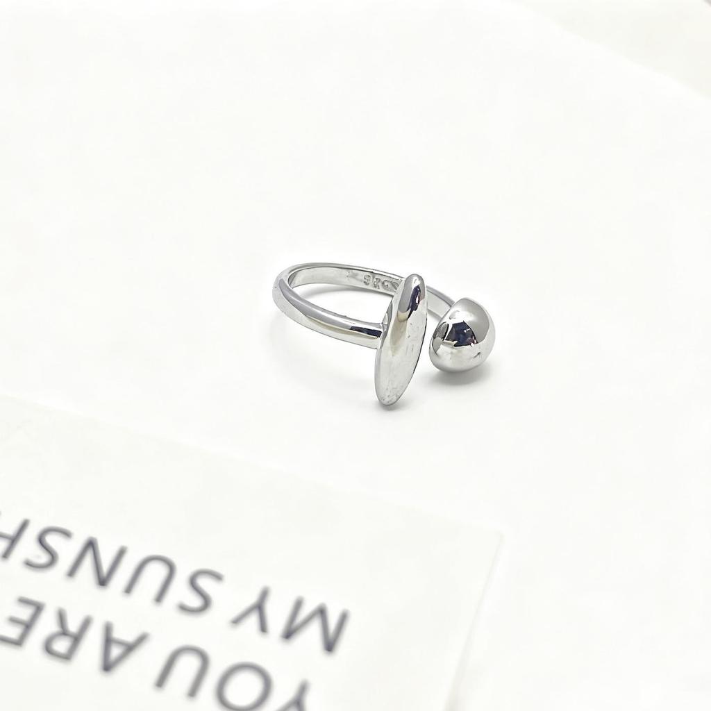 Asymmetrical Geometric Sphere & Ellipse Women's Adjustable Ring - Hip Hop Style