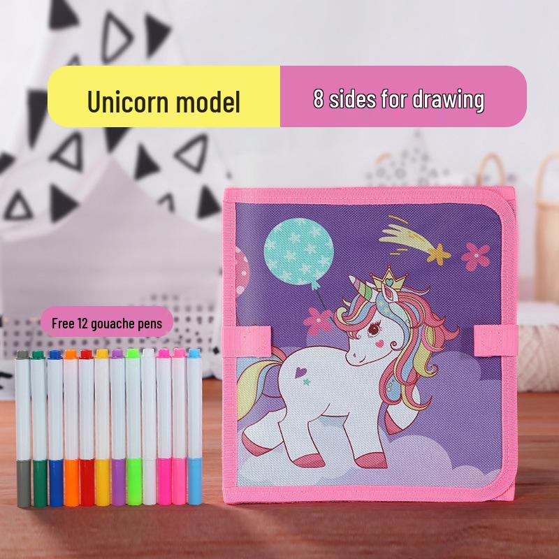 Portable Eco-friendly Children's Drawing & Doodle Board - Foldable, Waterproof & Wipeable 