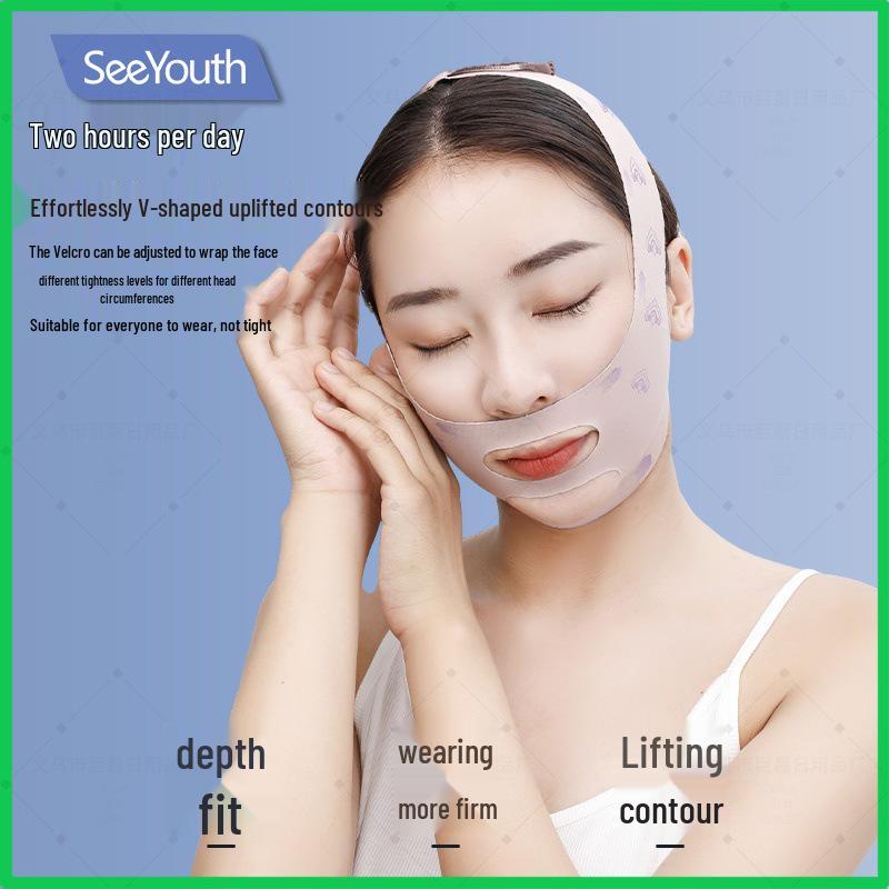 SEEYOUTH Coral Pink V-Face Lifting Device: Firm Jawline & Slimming Contour Tool. Gift Box x1