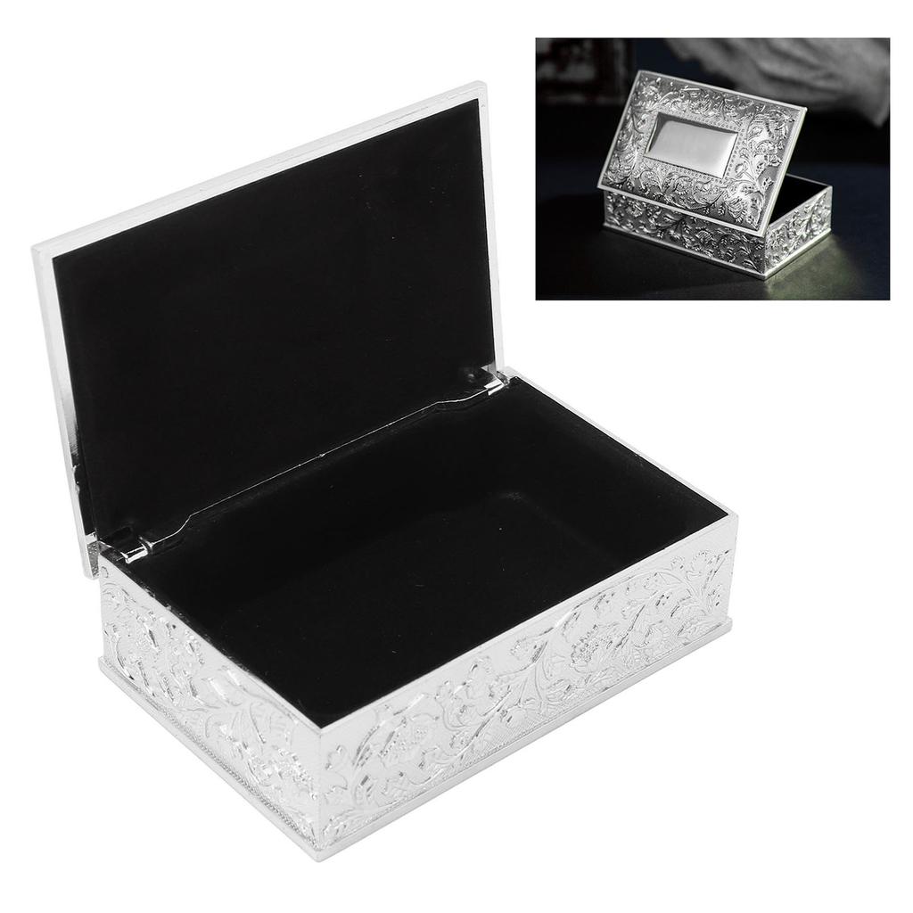 Vintage Jewelry Box Carved Elegant Colorfast Zinc Alloy Soft   Lining Trinket Storage Box for Dressing Table Shelf