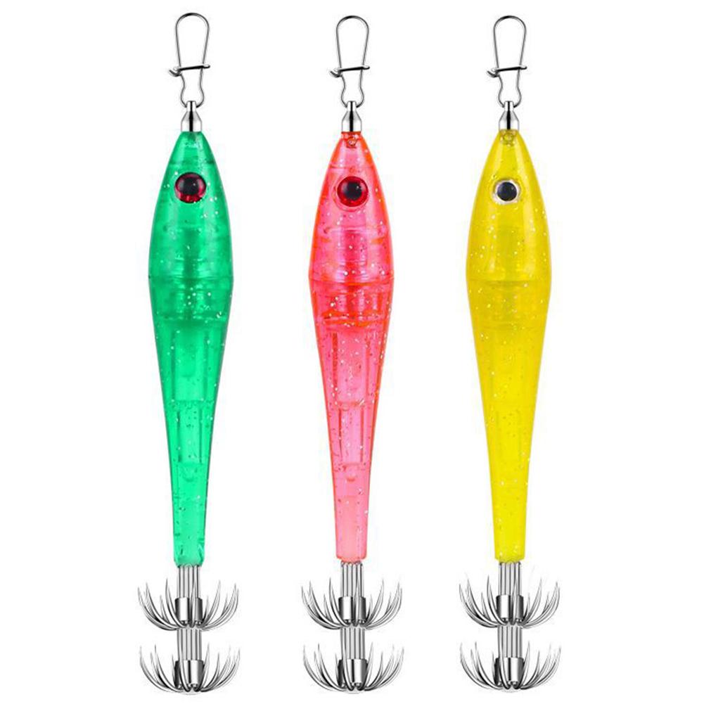 Night Fishing Squid Jigs Lure 3D Simulation Eye Fishing Octopus Jig Bait Glowing Cuttlefish for Saltwater Freshwater