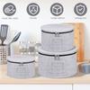 3 Pcs Felt Cloth Tableware Storage Bag with Dividers Stackable Dustproof China Bowl Dish Plate Storage Containers with Zipper