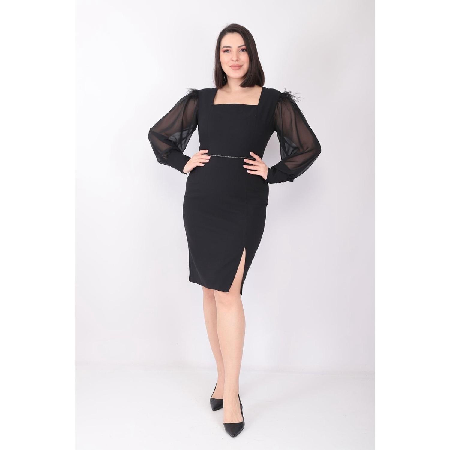 

Her Her Hair Slit Dress Mdp7363 46 чорний