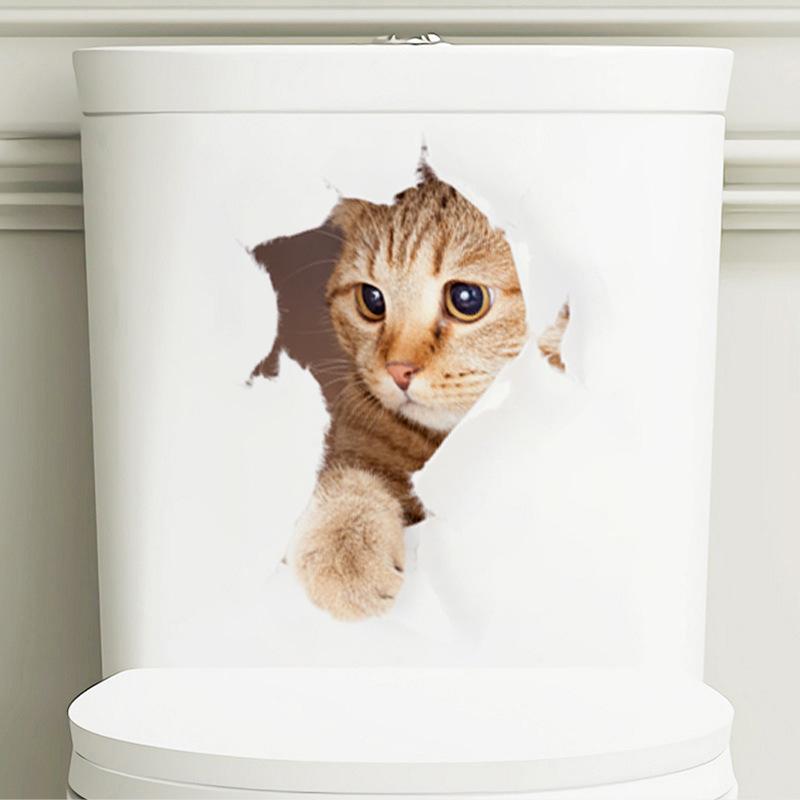 

3D Cartoon Toilet Sticker Wall Sticker One Size коричневий