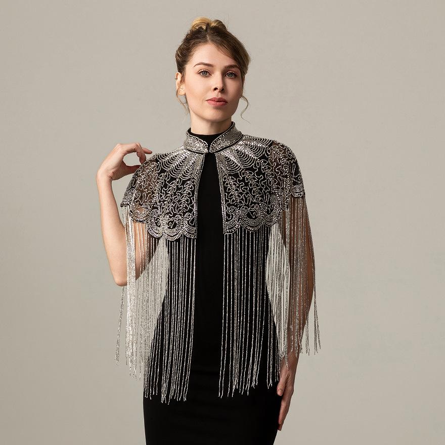 Indian Heavy Industry Beaded Shawl High-end Ball Party Handmade Beaded Long Fringed Versatile Evening Dress Cape