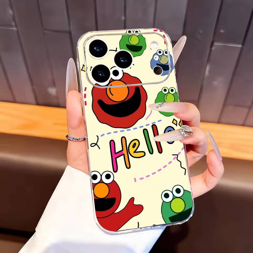 

Sesame S-Street Cookie Elmo Phone Case For iPhone17,16,15,14,13,12,11 Plus,Pro Max Soft Transparent Cover iPhone15pro
