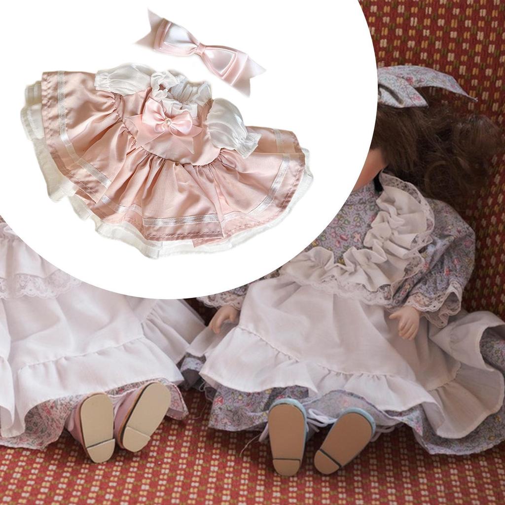 2 Pieces Fashion Dolls Dress Suit with Hair Accessories Stylish Doll Up Miniature Clothes for