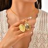 Oval Round Flower Locket Necklace that Holds Pictures Photo Locket Pendant Gifts for Women