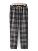 Spring Style Fashionable Plaid Elastic High Waist Pants for Middle-aged and Elderly Women