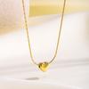 Women's 18K Gold Plated Stainless Steel Sporty Bamboo Chain Heart Zircon Pendant Necklace for Anniversaries