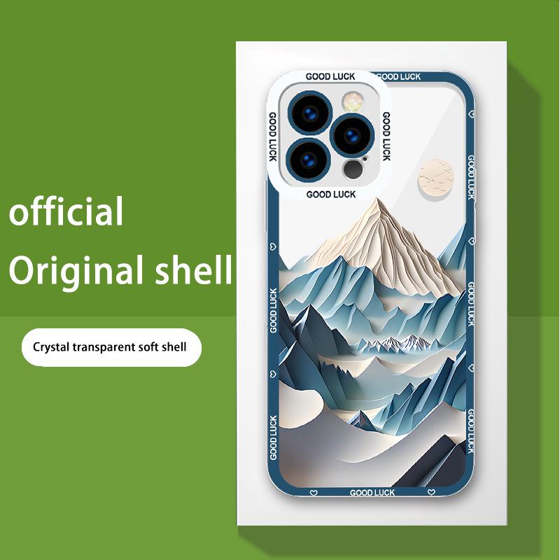 Apple 11 oil painting landscape iPhone art case for 12/13/14 transparent design featuring seaside sunrise for MAX model