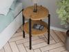 Stolik Nocny Okrągły Loft Z Półką 35X35X46 Cm Metalowy Czarny