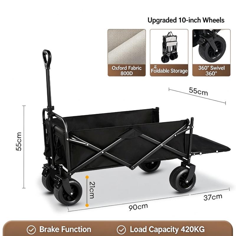 Carrello da Campeggio / Carrello Utilità Pieghevole Attrezzatura da Campeggio Carrello Multifunzionale Per Spiaggia Picnic Escursioni