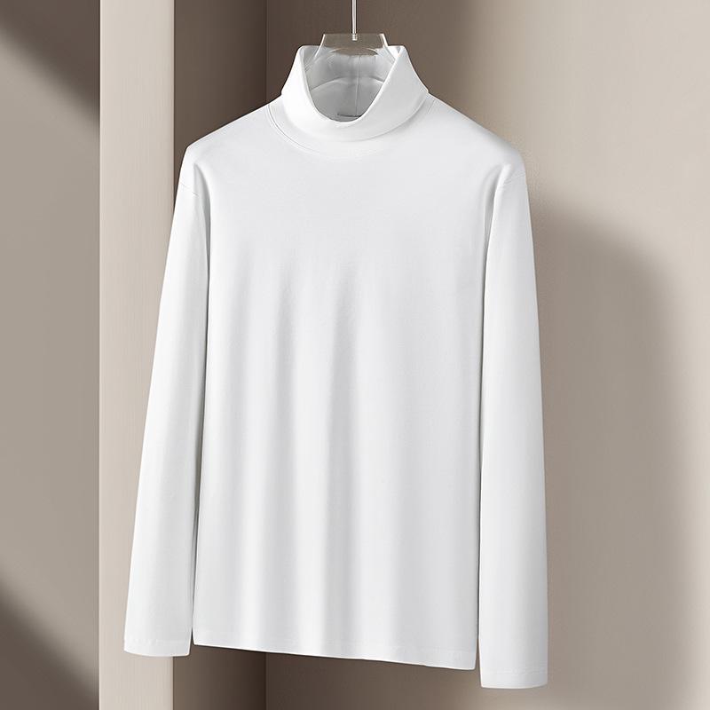 

Men s Liquid Ammonia Mercerized Cotton High Neck Anti-Static Long Sleeve T-Shirt for Autumn/Winter Large