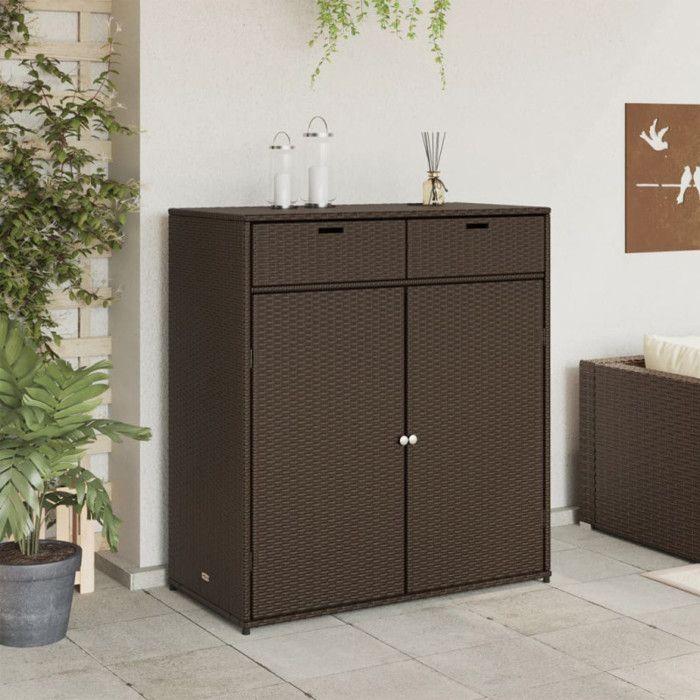 VidaXL Garden Storage Cabinet Brown 105x55x113 Cm Woven Resin 365564