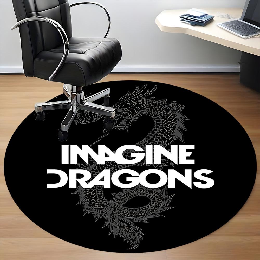 1PC Imagine Dragons Office Round Rug - Perfect for Office or Study Decor, Non-Slip Backing, Decorative Floor Mat Yy250916058
