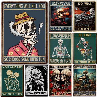 Choose Something Fun Skull Metal Tin Signs Posters Plate Wall Decor for Garage Bars Man Cave Cafe Clubs Retro Posters Plaque
