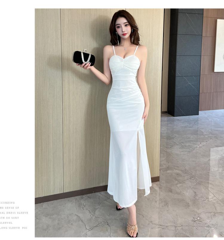 New Sexy Celebrity Slim and Skinny Hip Wrap Split Suspender Long Dress Dress Women's Dress Women's