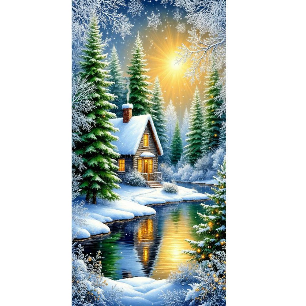 Large Size Mosaic DIY Full Diamond Painting Kits Art Forest Lakes and Moon Embroidery Cross Stitch Rhinestones