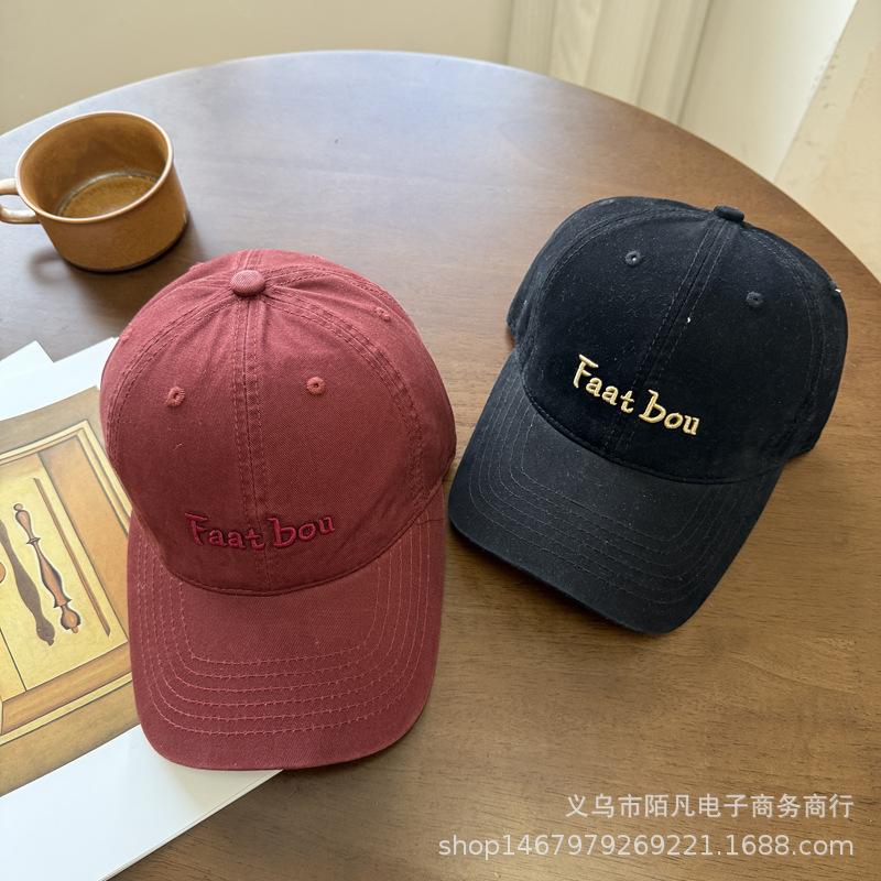 Letter three-dimensional embroidered baseball cap men's simple and versatile face cap couple fashion soft top sun hat