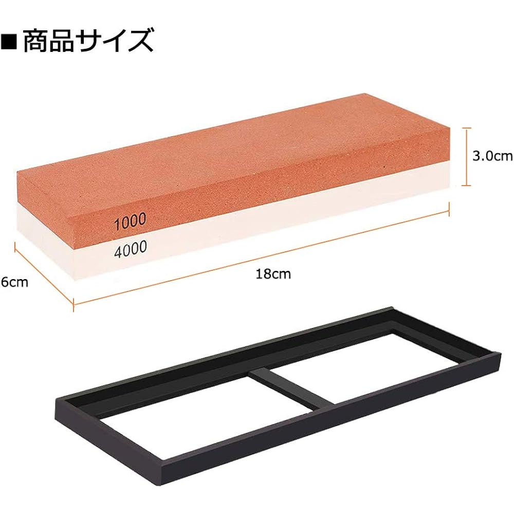Double-sided whetstone, knife sharpener, both stainless steel, with rubber stand, with Japanese i...