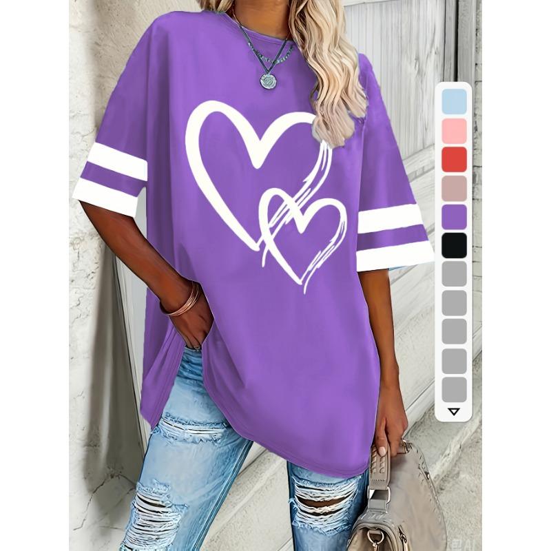 Dámská ležérní trička s krátkým rukávem plus size, s láskou a elegantním pohodlím, pulovry na jaro a léto