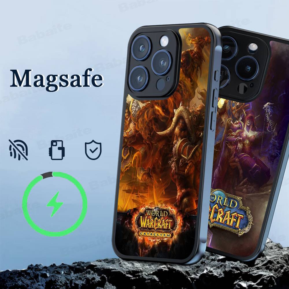 Game World Of Warcraft Phone Case Magnetic Case For IPhone 16 14 13 12 11 15 Pro Max Plus For Magsafe Wireless Charge Cover
