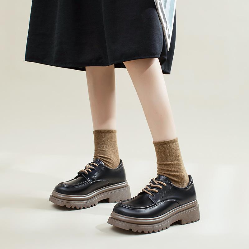 Platform small leather shoes autumn new casual British college style spring and autumn single shoes