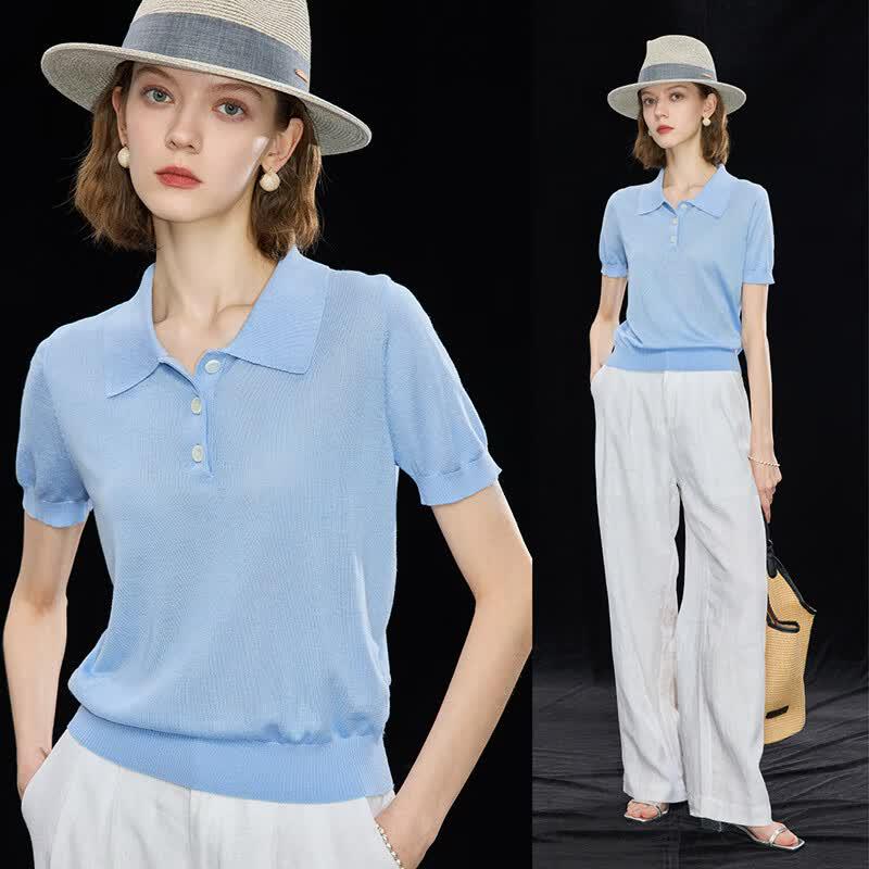 Women s Tencel Hemp Polo Knit Shirt S