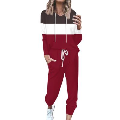 Women's 2-piece Striped Tracksuit Comfortable Hoodie Jogger Sweatpants Yoga Workout Tracksuit Set