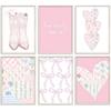 QLDENIX 6Pcs Trendy Pink Preppy Wall Art Cowgirl Boots Canvas Wall Decor Coquette Bow Posters Pink Heart Print Painting Picture Lucky Are We Artwork