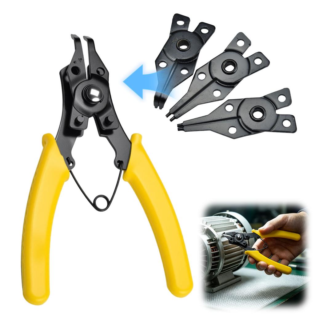 4 In 1 Heavy Duty Snap Ring Pliers Anti-Slip Convertible Internal External Retaining Ring Plier Interchangeable Plier Set