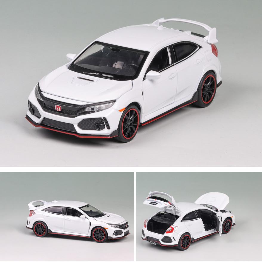 1:32 Scale 2017 Honda Civic Type-R Diecast Model Car Toy with Doors Open Light and Sound for Kids Boys Girls Adults Men Collection
