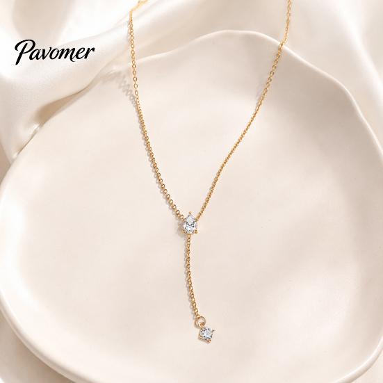 Casual Wear Gold Plated Pendant Y-Shaped Necklace, Necklace for Women, Dainty Lariat Elegant Commuting Drop Minimalist Trendy Clavicle Fashion Jewelry