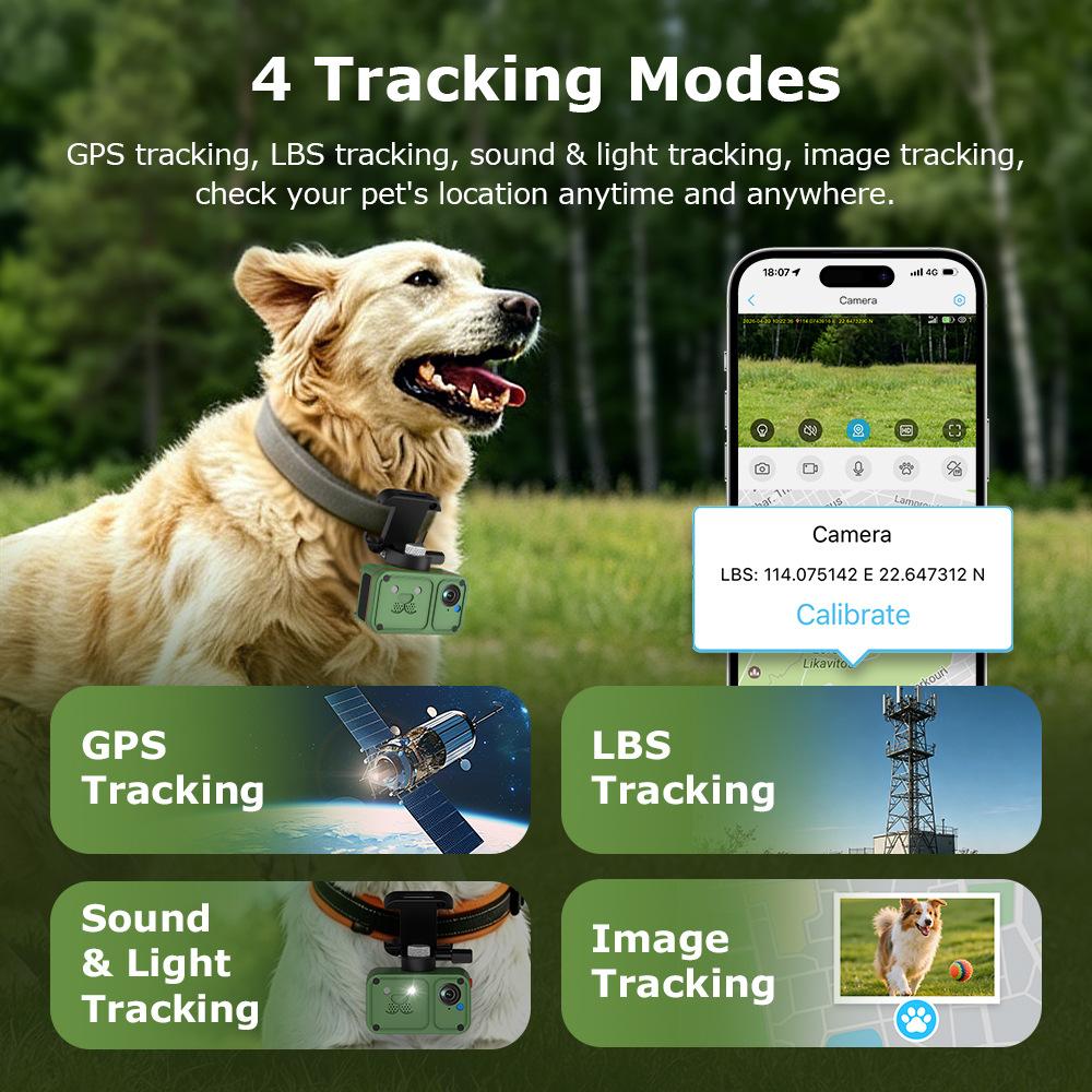 UBOX APP Pet Camera GPS Real-time Positioning Tracking HD 1080P 4G Camera Electronic Fence Two-way Intercom IP66 Waterproof Tracking Camera