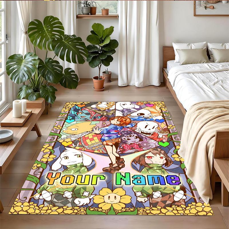 Crystal Velvet Rug Custom Name Text, Soft Non Slip Floor Mat Home DecorUndertale