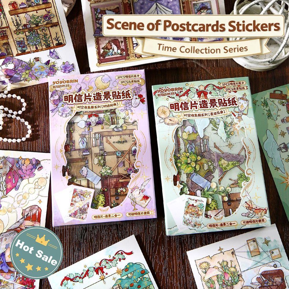 Multicolor Scene Sticker Postcard DIY Scene Sticker Set Landscape Making Decal Scrapbooking