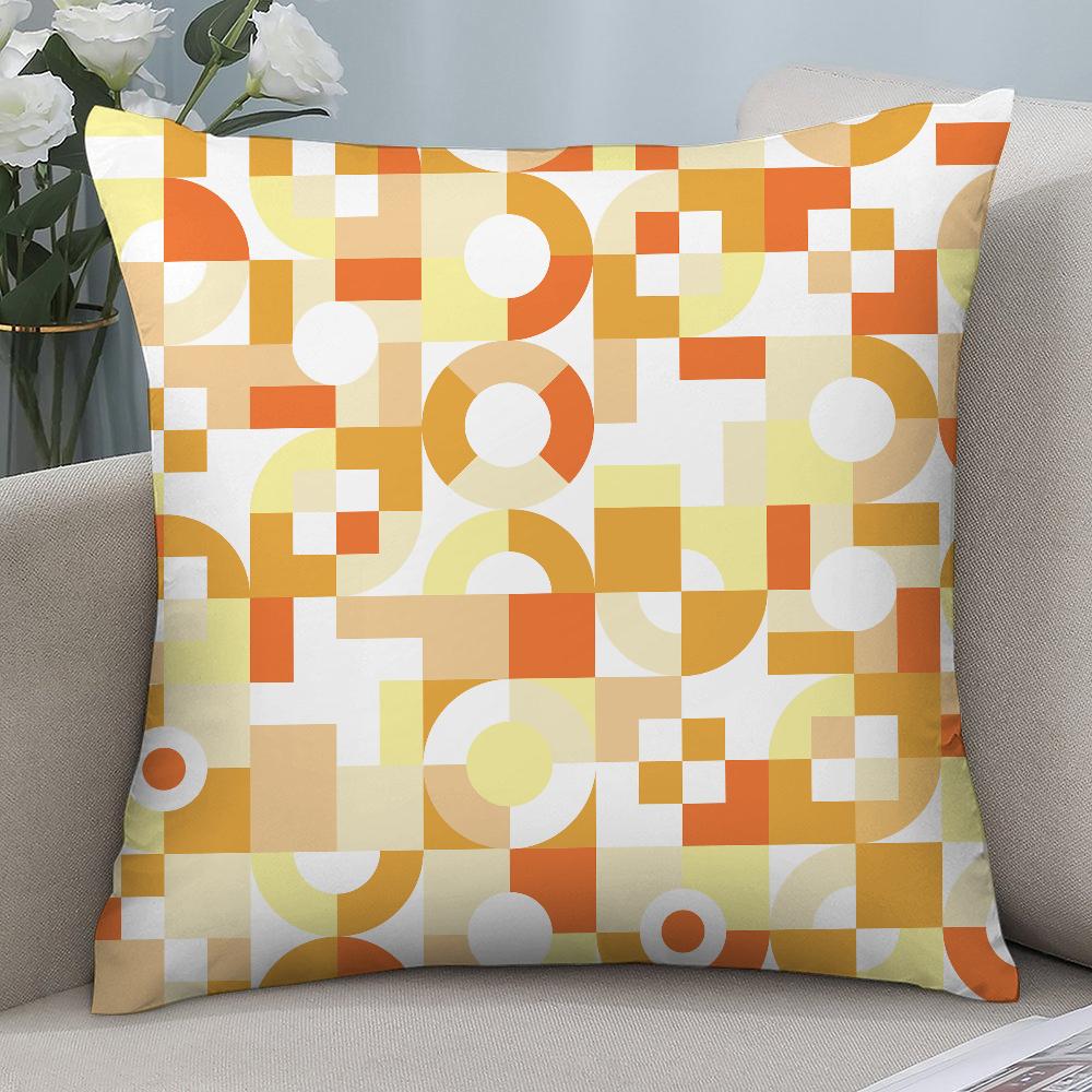 Orange Geometric Pillow Case 3D Print Polyester Fiber 40*40 cm Home Sofa Throw Pillow Cover Decoration Festival Gift