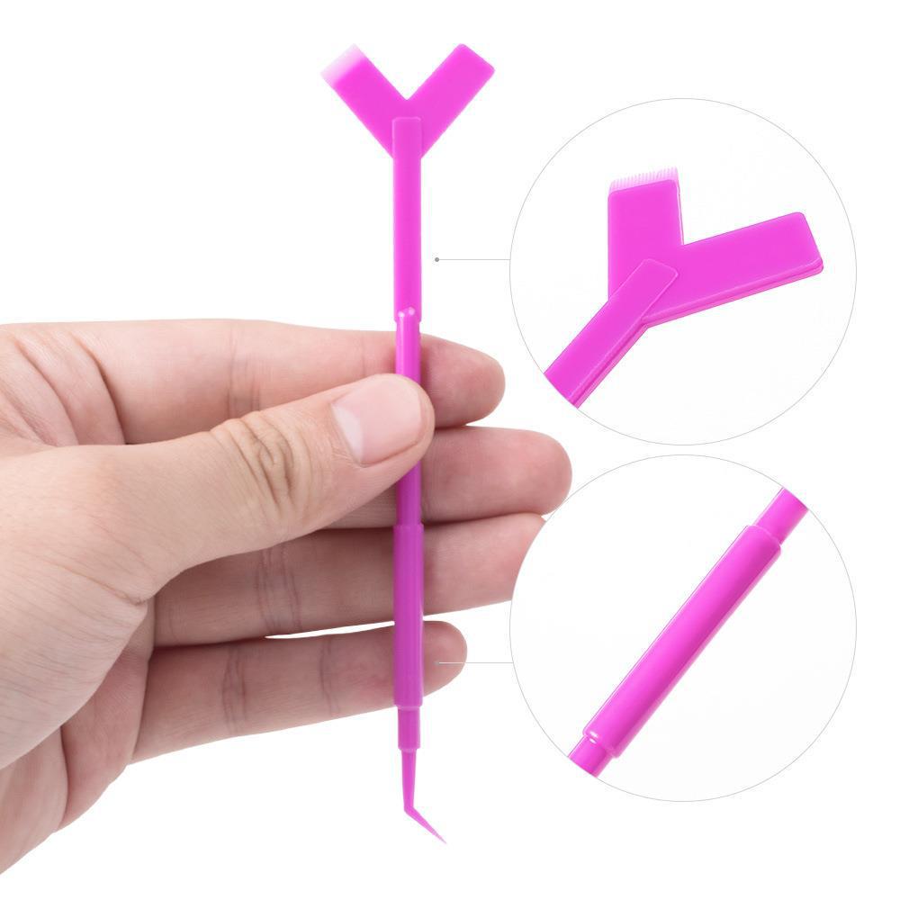 Y-Shaped 3-in-1 Eyelash Tool: Waterproof Makeup Brush & Lash Perm Aid
