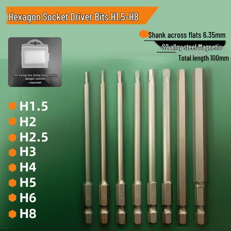 S2 Strong Magnetic Hex Socket Bit - High Strength, Shock Resistant for Hand Drills and Electric Screwdrivers